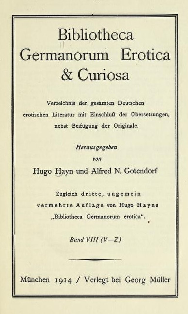 Hugo Hayn Bibliotheca Germanorum 1914
